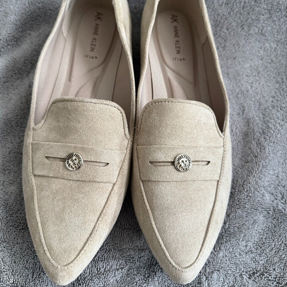 Anne Klein Beige Suede Loafers